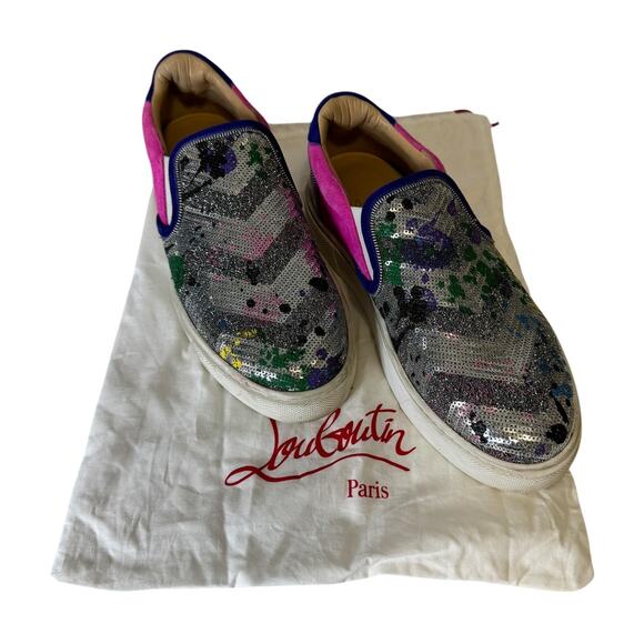 Christian Louboutin Masteral Tissimas Sequin Sneakers 40.5 Box Included - Picture 4 of 16